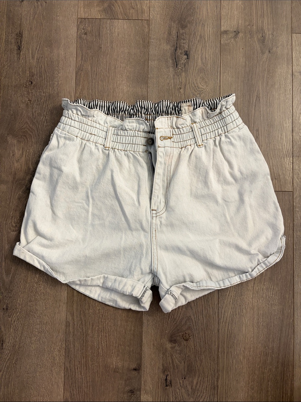 Wishlist High-Waist Paperbag Shorts with Striped Waistband